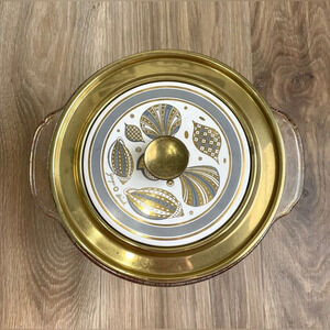 MCM Georges Briard Metal Lid Fire King 2 QT Casserole Chafing Dish VTG